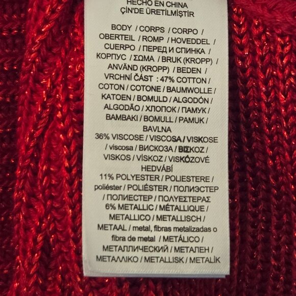 Ralph Lauren Plus-Size Dolman Sleeve Boatneck Sweater 3X Metallic Red Holidays - Picture 9 of 13